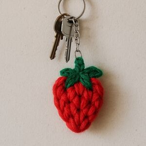 Strawberry Keychain - Red and Green